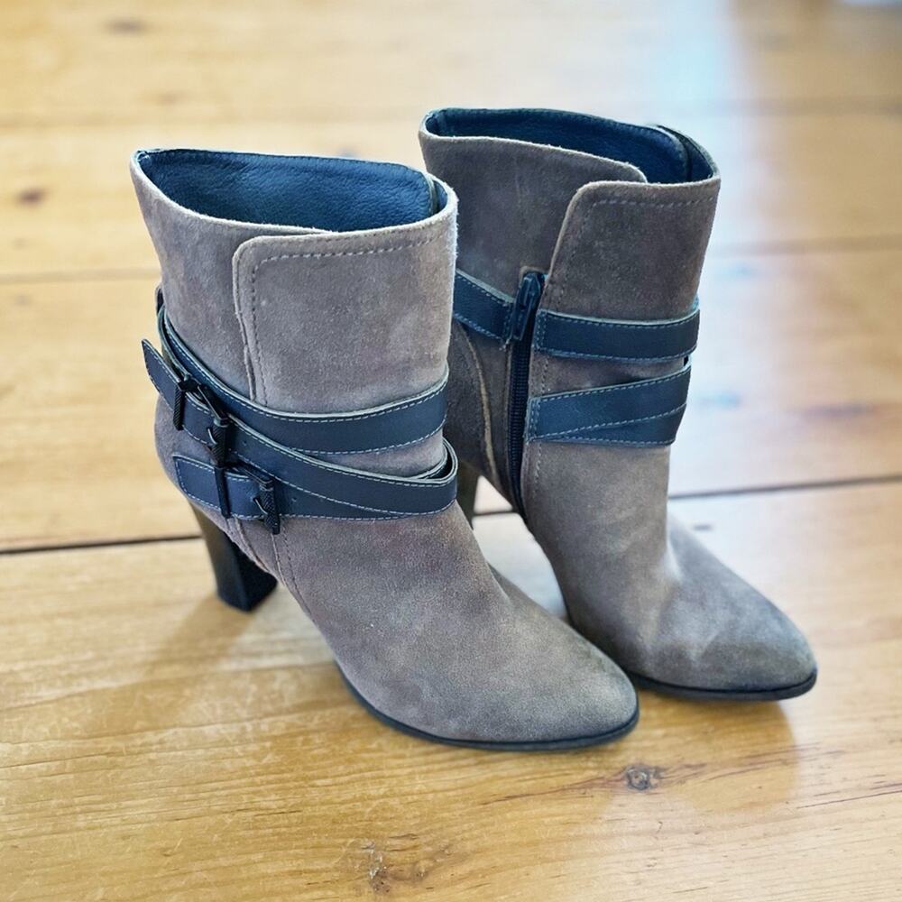 Nicole Faux Suede Heeled Ankle Boots Brown Tan Size 8 - Picture 4 of 11
